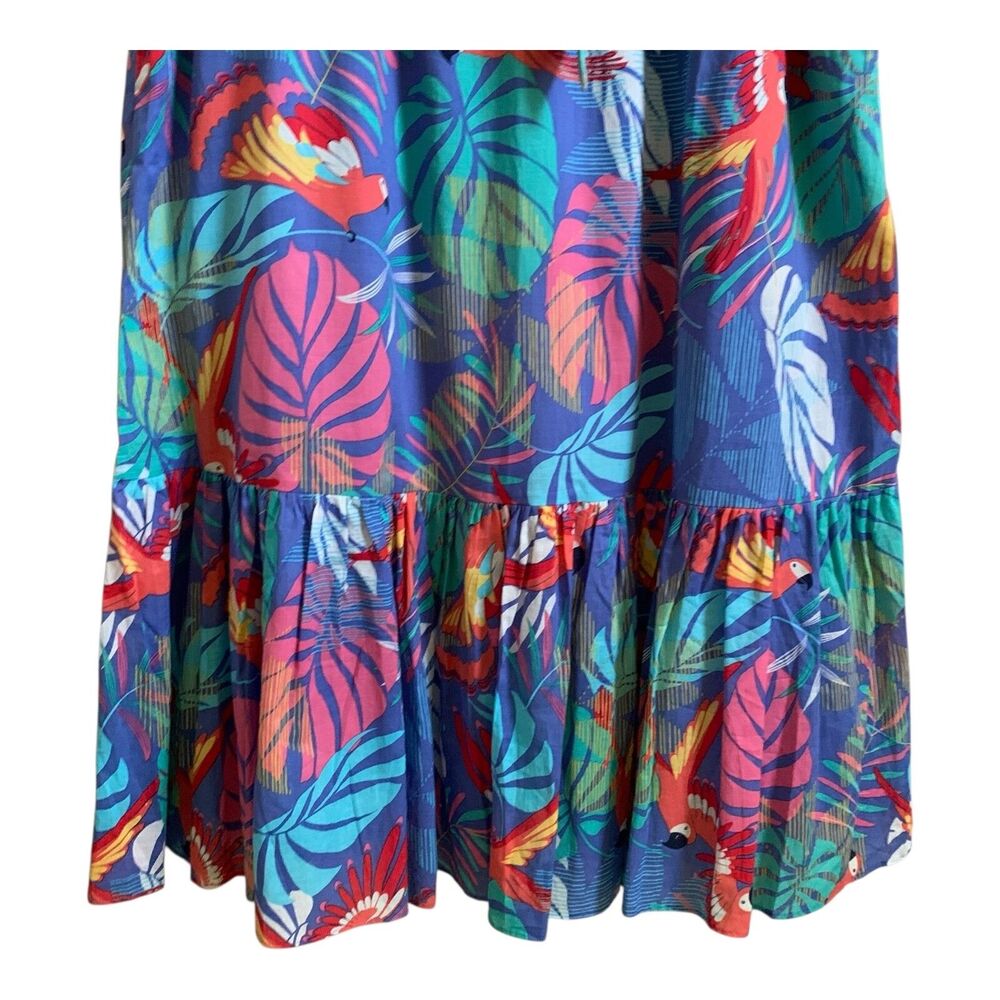 Talbots Midi Skirt SIZE PL Tropical Hawaiian Pleated Pockets Lined Ruffled Beach - Picture 4 of 13